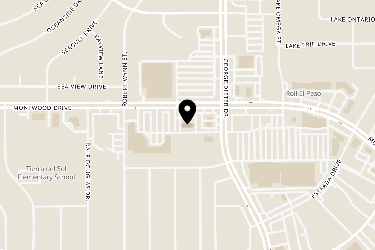 Map showing the location of Morra Mía Montwood on 11250 Montwood Dr in El Paso
